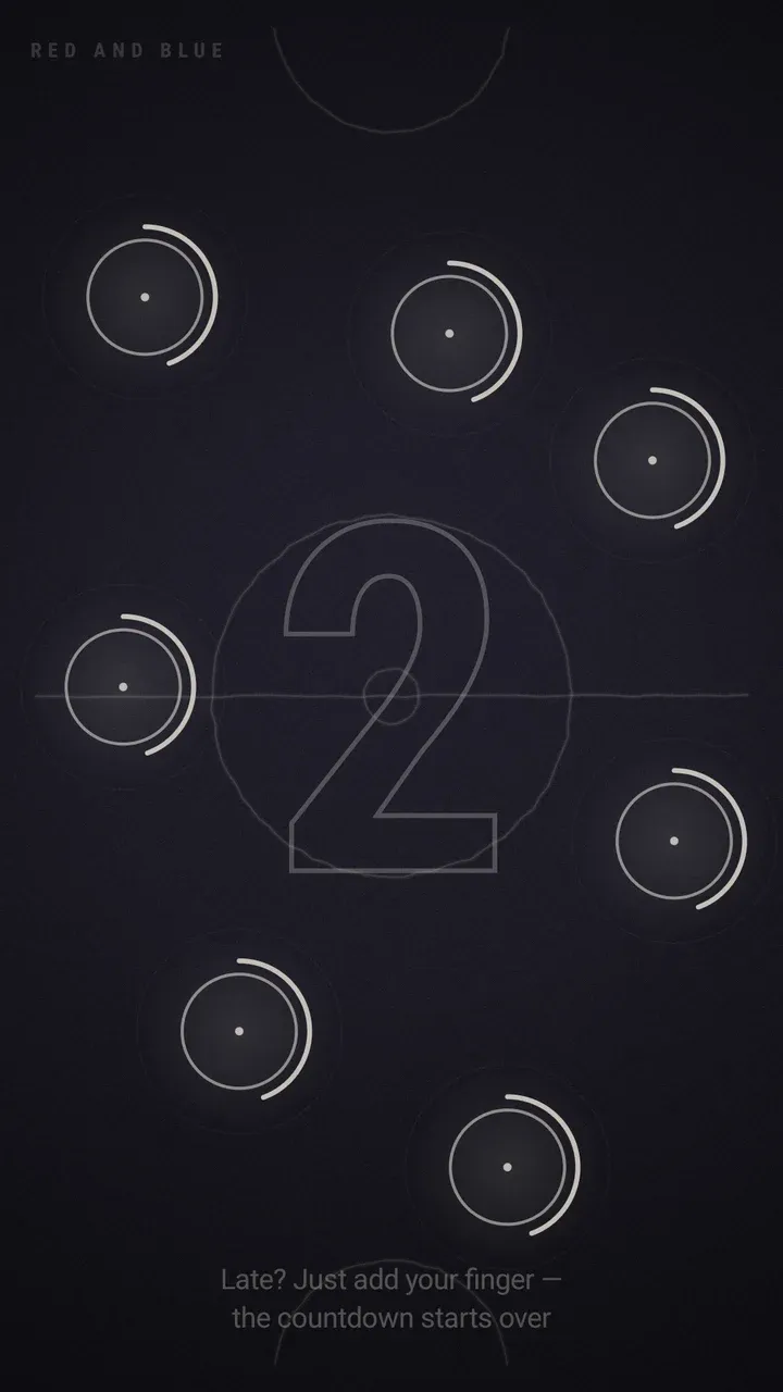 The countdown running while seven fingers are held on the screen